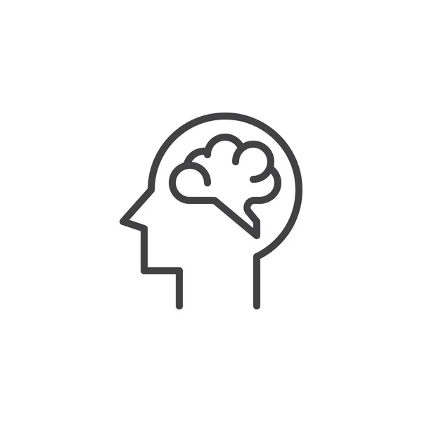 Human brain outline icon — Stock Vector