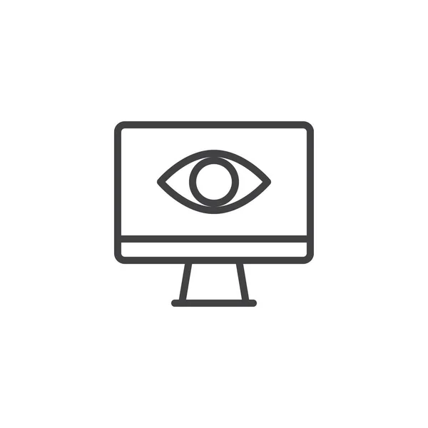 Scherm en oog contour-pictogram — Stockvector