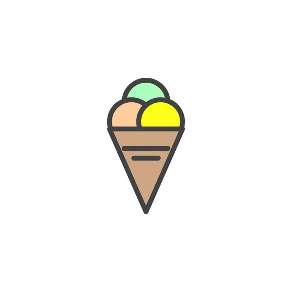 Cono de helado llenado icono del contorno — Archivo Imágenes Vectoriales