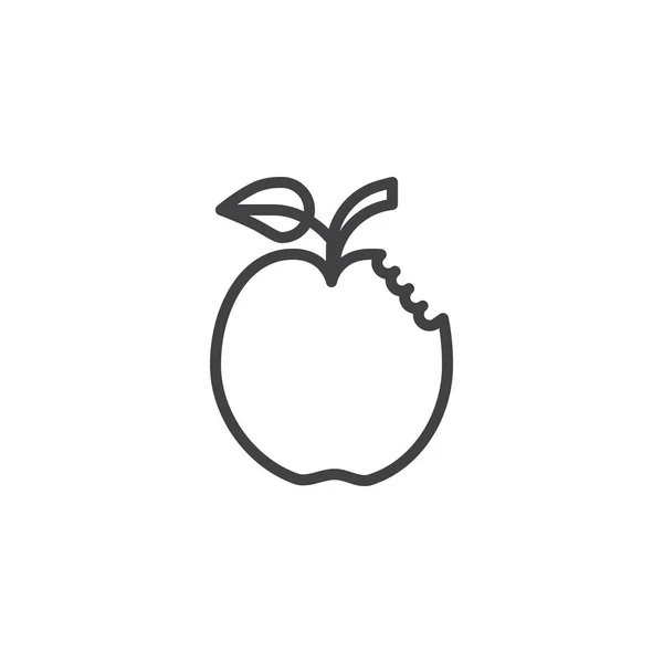 Pokousaný apple osnovy ikona — Stockový vektor