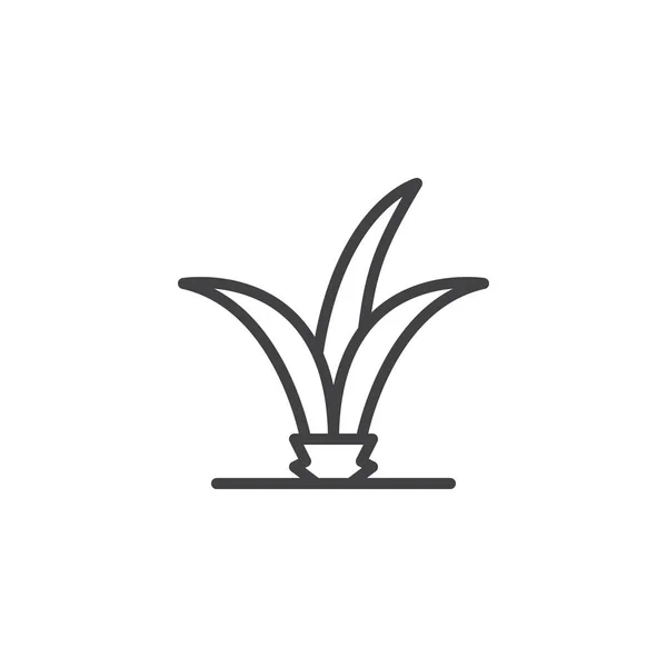 Рослина в значку контуру грунту — стоковий вектор