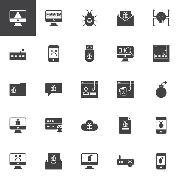 Cyber crime vector icons set — Stock Vector