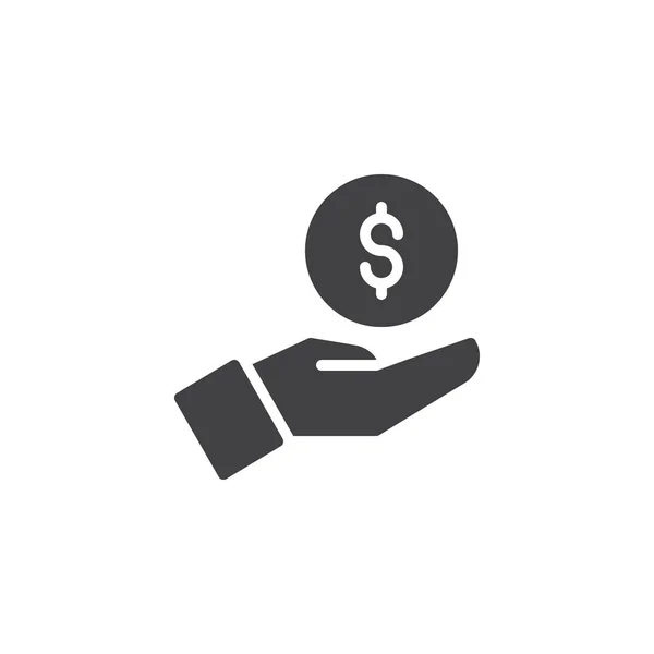 Hand houd munt geld vector pictogram — Stockvector