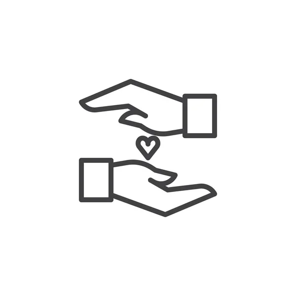 Love Heart Care Hands outline icon — Stock Vector