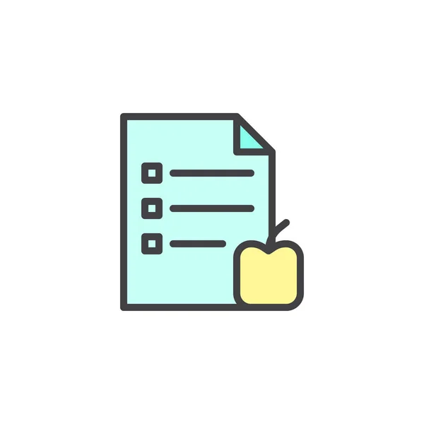 Reecklist and apple filled outline icon — стоковый вектор