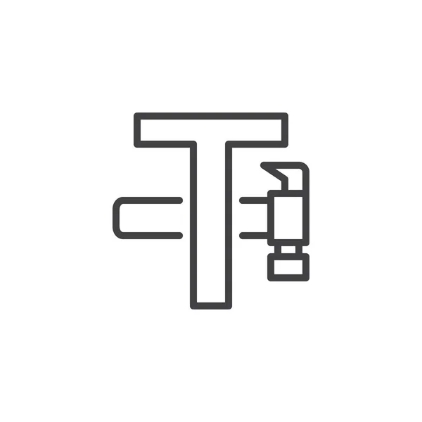 Значок контура буквы T и молота — стоковый вектор
