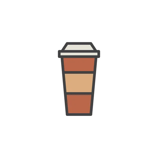 Koffie papier beker gevuld overzicht pictogram — Stockvector