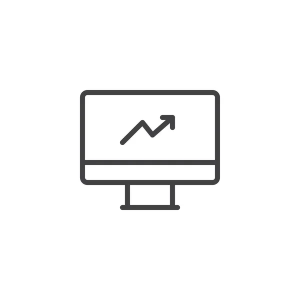 Wykres na ikonę konturu monitora — Wektor stockowy