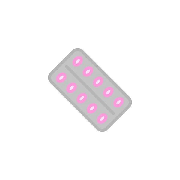 Tabletta buborékfóliában lapos ikon — Stock Vector