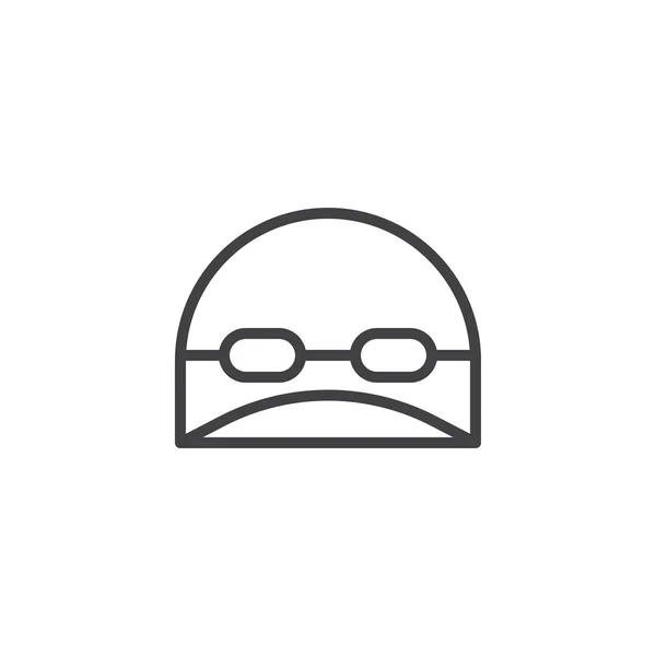 Swimming hat and glasses outline icon — Stock Vector