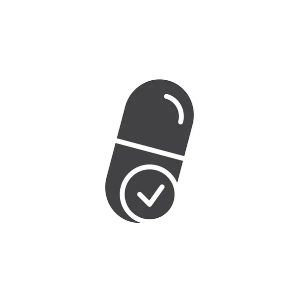 Medicine capsule with check vector icon — Stock Vector