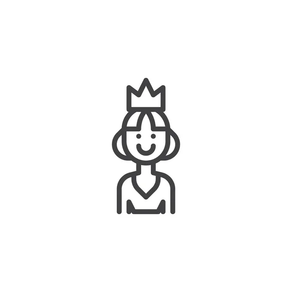 Ícone de esboço de rainha sorridente — Vetor de Stock