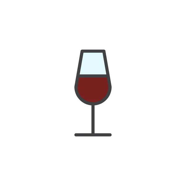Červené víno sklo vyplněné osnovy ikona — Stockový vektor