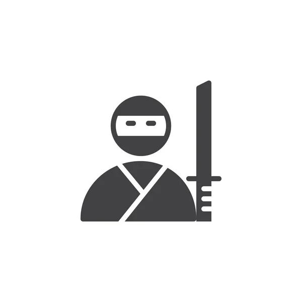 Samouraï Ninja avec icône vectorielle katana — Image vectorielle