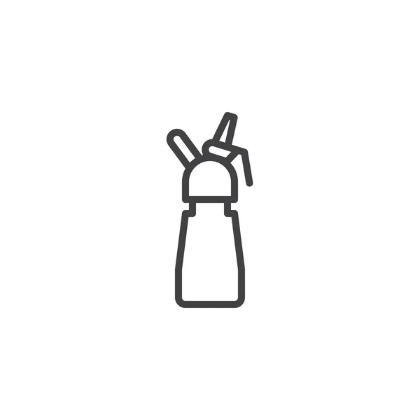 Whipped cream bottle outline icon — Stock Vector