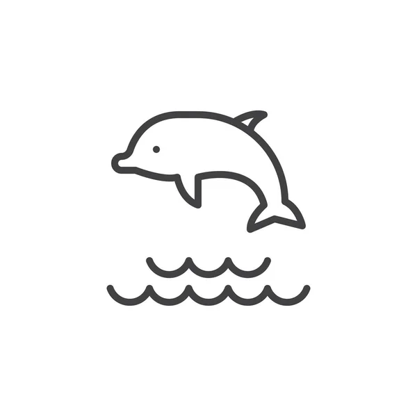Salto de golfinho no ícone do contorno da água —  Vetores de Stock