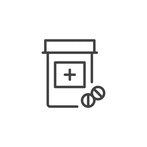 Medical tablets bottle outline icon — Stock Vector