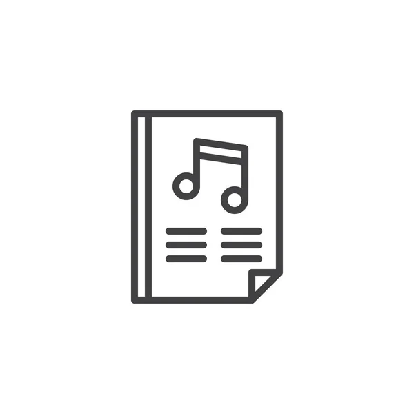 Papper med musik anteckningsikonen disposition — Stock vektor
