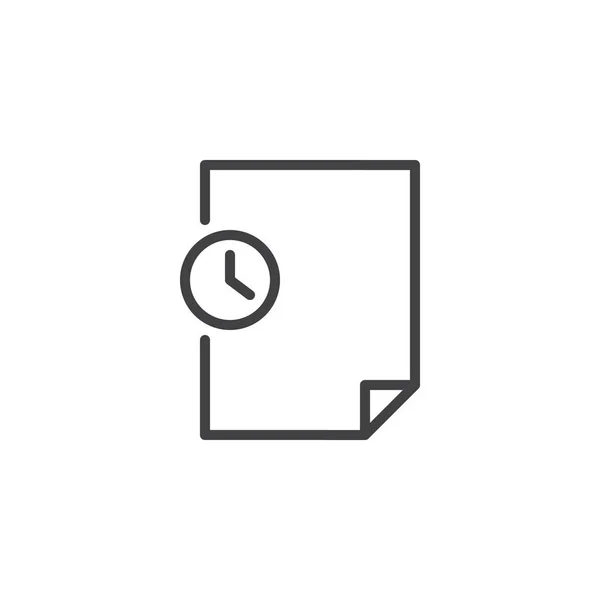 Umrisssymbol für Datei und Uhr — Stockvektor