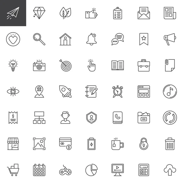 Conjunto de iconos de contorno de interfaz de usuario . — Vector de stock