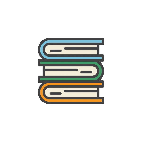 Pila de libros llena el icono del esquema — Vector de stock