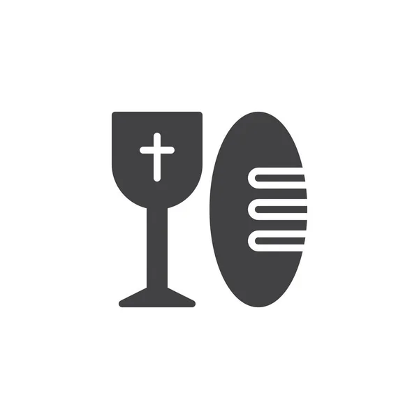 Pan y vino santo icono de la taza vector — Vector de stock