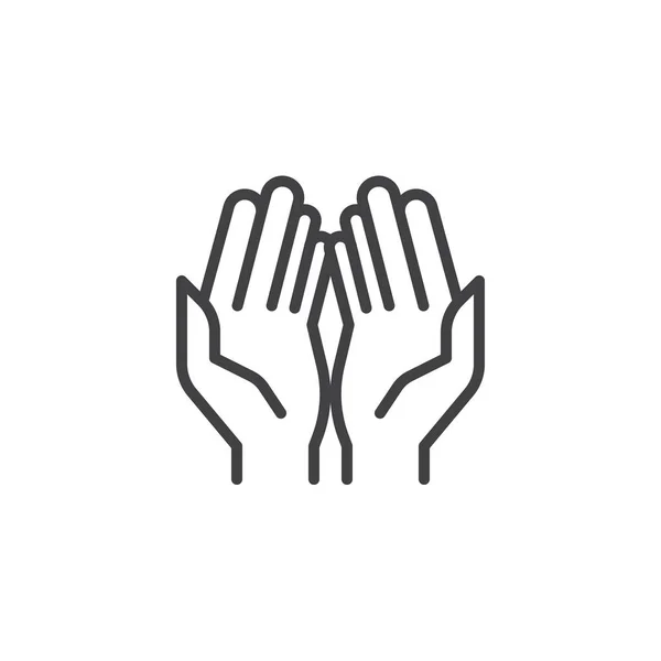 Руки молитви контур значок — стоковий вектор
