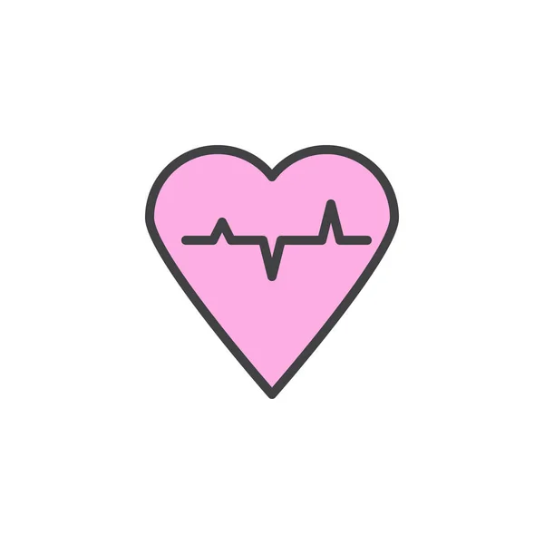 Icono del contorno lleno de cardiograma cardíaco — Vector de stock