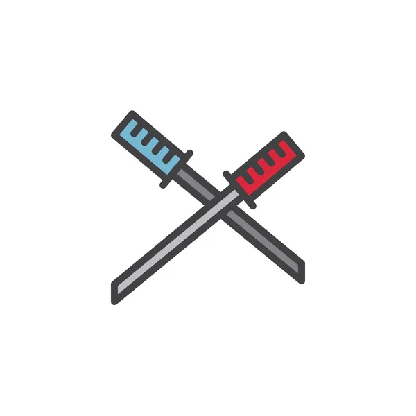 Icono de contorno lleno de espada Katana — Vector de stock
