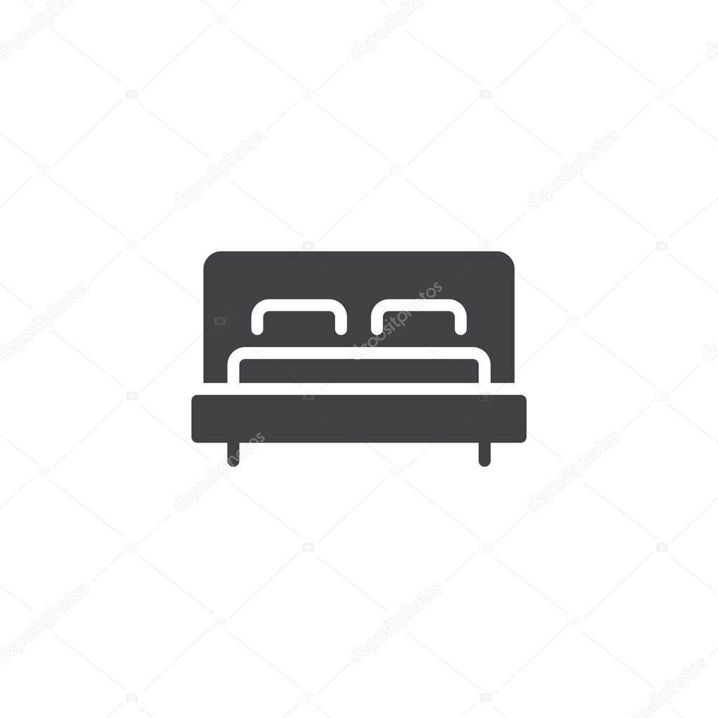 Double Bed vector icon. filled flat sign for mobile concept and web design. Hotel double room simple solid icon. Symbol, logo illustration. Pixel perfect vector graphics