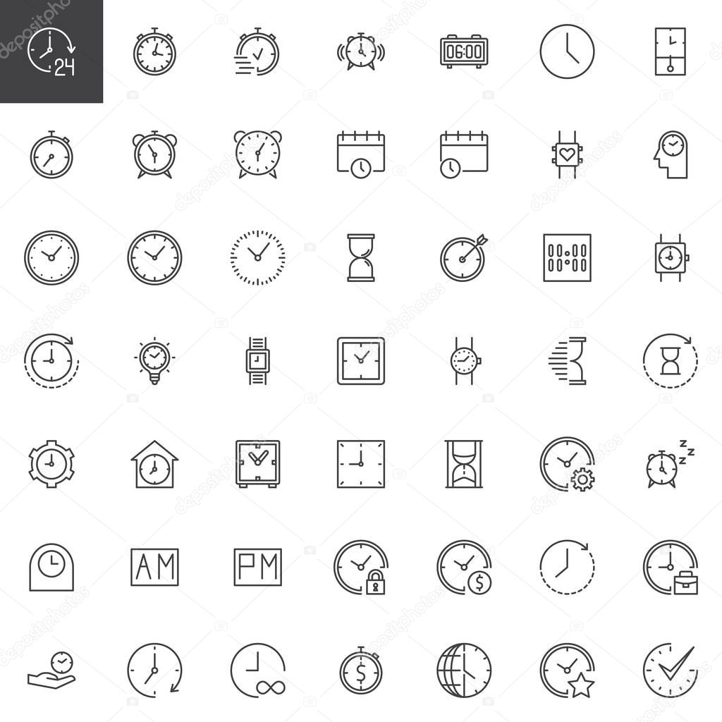 Time outline icons set