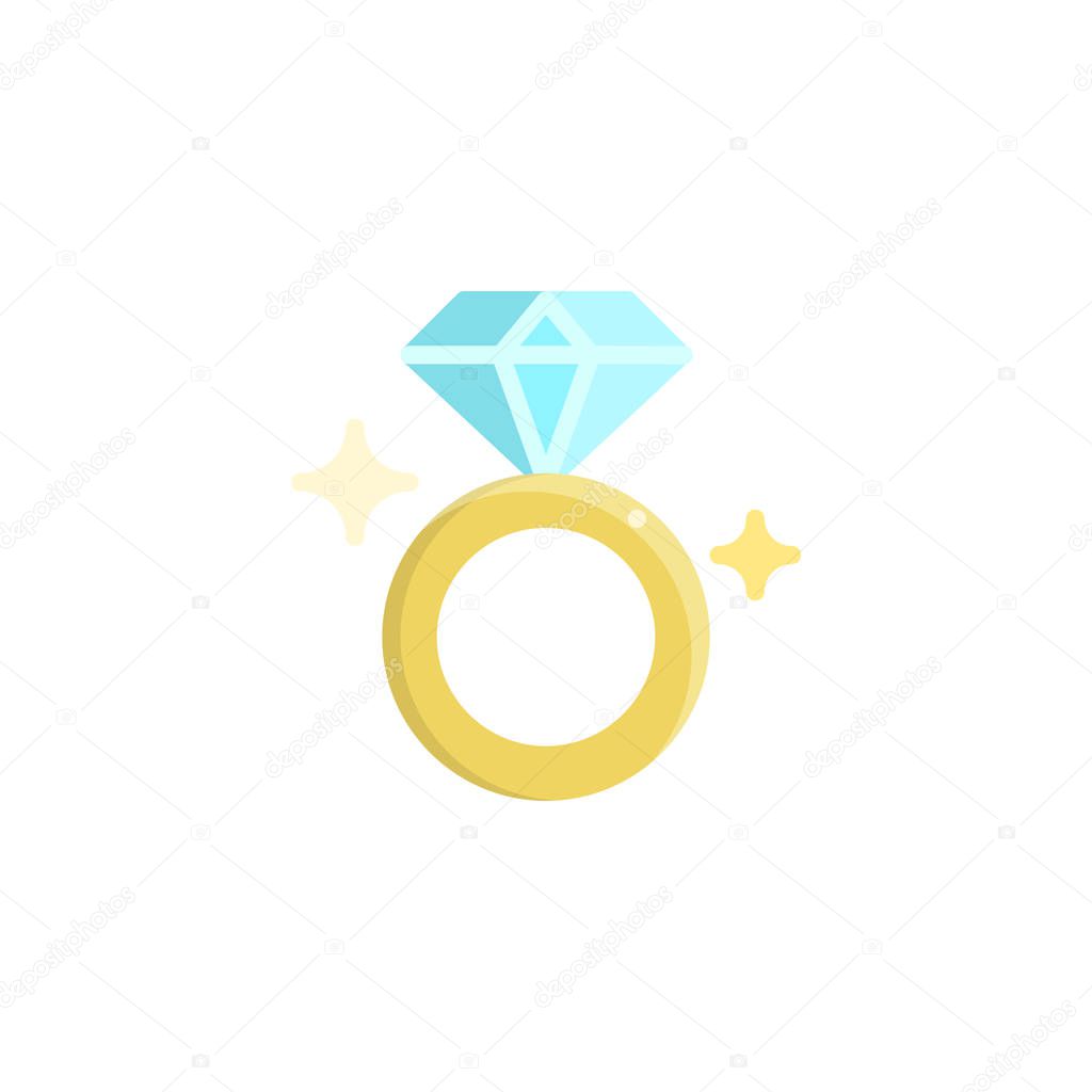 Shiny diamond ring flat icon