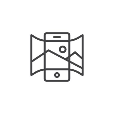 Panorama görünüm smartphone anahat simgesi