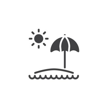 Plaj şemsiyesi ve güneş vektör simgesi