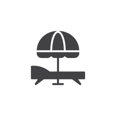 Şezlong ve şemsiye vektör simgesi