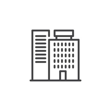 Otel binası anahat simgesini