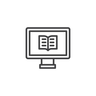 Bilgisayar ile kitap anahat simgesini