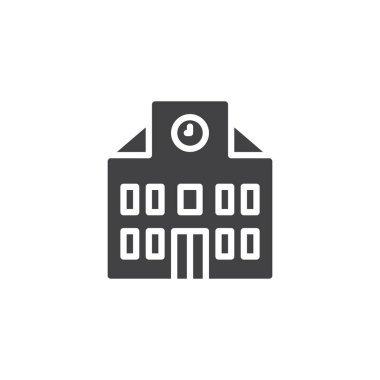 Okul saat vektör simgesi ile Binası