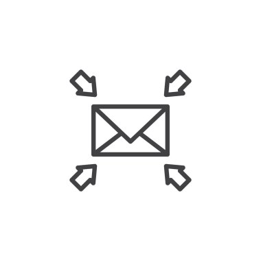 Zarf posta ile okları anahat simgesini