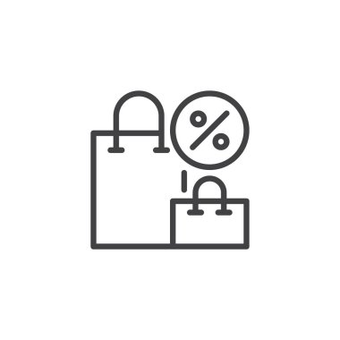 Alışveriş çantası ile yüzde anahat simgesini