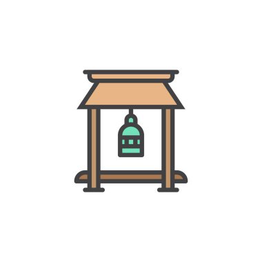 Japonca tapınak anahat simgesini dolu