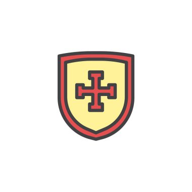 İle doldurulmuş anahat simgesi kalkan