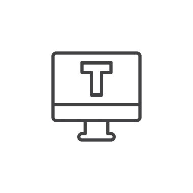 Bilgisayar monitörü anahat simgesini T harfi