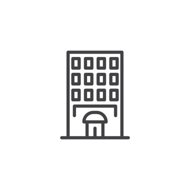 Otel binası anahat simgesini