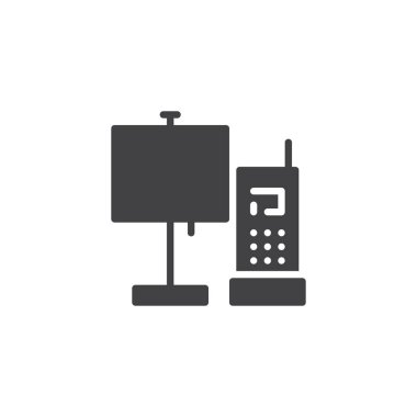 Vektör simgesi masa lambası ve telefon