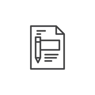 Belge dosya ve kalem anahat simgesini