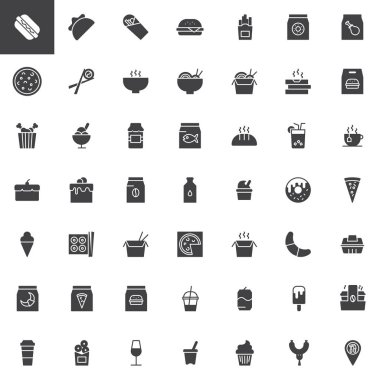 Gıda vector Icons set take away