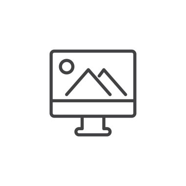 Manzara resim bilgisayar monitörü anahat simgesini