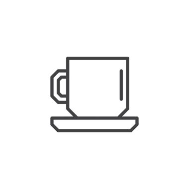 Fincan ile fincan tabağı anahat simgesini