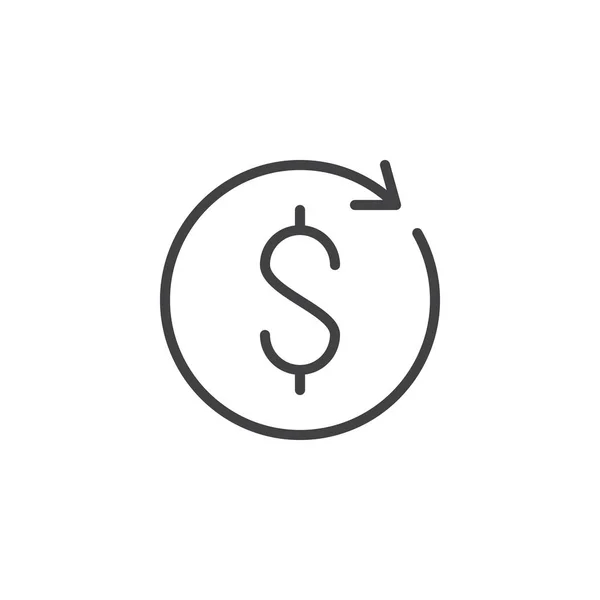 Roteren pijl en dollar vector-pictogram — Stockvector